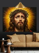 İsa Mesih Yüz Portresi Dekoratif Kanvas - Mdf Ahşap Tablo - 1