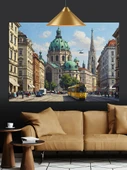 Şehir Manzarası Klasik Cadde Dekoratif Kanvas - Mdf Ahşap Tablo - 1