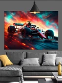 Hızlı Formula Yarış Arabası Dekoratif Kanvas - Mdf Ahşap Tablo - 2