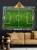 Yeşil Futbol Sahası Görünümü Dekoratif Kanvas - Mdf Ahşap Tablo - 3