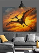 Uçan Dinozor Hayvan Figürü Dekoratif Kanvas - Mdf Ahşap Tablo - 2