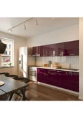 T Designo Nevin Hazır Mutfak Dolabı 260CM-TEZGAH Dahil-Parlak Mürdüm - 2