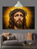 İsa Mesih Yüz Portresi Dekoratif Kanvas - Mdf Ahşap Tablo - 3