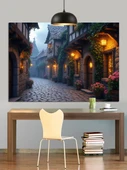 Eski Taş Sokak Manzarası Dekoratif Kanvas - Mdf Ahşap Tablo - 1