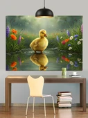 Küçük Sarı Ördek Yavrusu Dekoratif Kanvas - Mdf Ahşap Tablo - 2