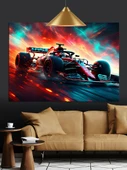 Hızlı Formula Yarış Arabası Dekoratif Kanvas - Mdf Ahşap Tablo - 1