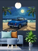 Mavi Araba Güneş Işığı Dekoratif Kanvas - Mdf Ahşap Tablo - 3