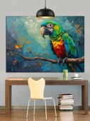 Canlı Renkli Papağan Dekoratif Kanvas - Mdf Ahşap Tablo - 1