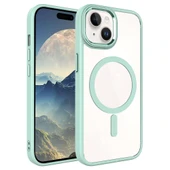 Apple iPhone 15 Kılıf Wireless Şarj Özellikli  Krom M-safe Silikon Kapak thumbnail 1