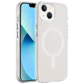 Apple iPhone 15 Plus Kılıf  M-safe Şarj Özellikli Buzlu Transparan C-Pro Sert Kapak thumbnail 1