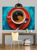 Kırmızı Kahve Fincanı Keyfi Dekoratif Kanvas - Mdf Ahşap Tablo - 2