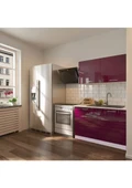 T Designo Bade Hazır Mutfak Dolabı 120CM Tezgah Dahil-Parlak Mürdüm thumbnail 1