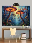 Korkunç Mantarlar Orman Manzarası Dekoratif Kanvas - Mdf Ahşap Tablo - 1