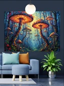 Korkunç Mantarlar Orman Manzarası Dekoratif Kanvas - Mdf Ahşap Tablo - 2