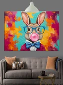 Tavşan Sakız Çiğniyor Dekoratif Kanvas - Mdf Ahşap Tablo - 1