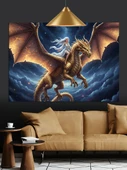 Fantastik Ejderha Hayvan Figürü Dekoratif Kanvas - Mdf Ahşap Tablo - 3