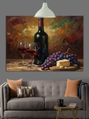 Şarap Peynir Üzüm Tabağı Dekoratif Kanvas - Mdf Ahşap Tablo - 2