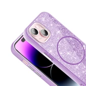 Apple iPhone 15 Plus Kılıf M-safe Şarj Özellikli Parlayan Simli  Okso Kapak thumbnail 5