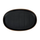 Lava Döküm Oval Fajita Tabağı Kayın Servis Ahşabı Ölçü 18x28cm. (Harici tava tutucu dahil değildir.)-Bordo thumbnail 3