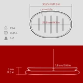 Lava Döküm Oval Fajita Tabağı Kayın Servis Ahşabı Ölçü 18x28cm. (Harici tava tutucu dahil değildir.)-Bordo thumbnail 5