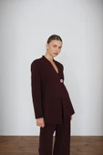 Kadın Siyah Blazer Ceket Pantolon Takım - 8
