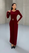 BELI TOKALI UZUN ELBISE - 4