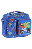 KAUKKO Erkek Mavi Yeşil Canavar Isı Yalıtımlı Üç Bölmeli (Matara Cepli) Okul Beslenme Çantası L7255 - 1