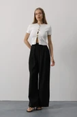 Pileli Bağcıklı Oversize Pantolon - 3
