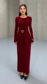 BELI TOKALI UZUN ELBISE - 2