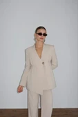 Kadın Siyah Blazer Ceket Pantolon Takım - 2