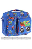 KAUKKO Erkek Mavi Yeşil Canavar Isı Yalıtımlı Üç Bölmeli (Matara Cepli) Okul Beslenme Çantası L7255 - 3