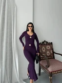 ÖNÜ ÇİFT TOKALI UZUN ELBISE - 9
