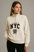 ÖNÜ FERMUARLI NYC BASKILI SWEAT - 2