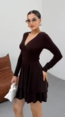 KRUVAZE YAKA CIFT KAT ELBISE - 3