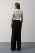Pileli Bağcıklı Oversize Pantolon - 2