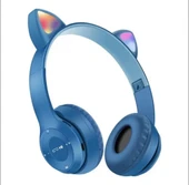 Kablosuz Bluetooth Kulaküstü Kedili Kulaklık Uyumlu P47m Rgb Işıklı Kedi Kulaklık - 1