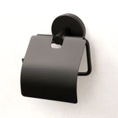 Siyah Kapaklı Metal WC Kağıtlık Duvar Tipi Paslanmaz Tuvalet Kağıt Aparatı Dayanıklı Banyo Aksesuarı thumbnail 9