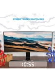 Bluetooth Hoparlör Şarjlı Ses Sistemi LED Ekran FM Çalar Saat Sıcaklık PC USB Aux Tf Kart - 2