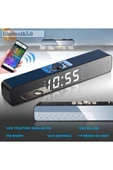 Bluetooth Hoparlör Şarjlı Ses Sistemi LED Ekran FM Çalar Saat Sıcaklık PC USB Aux Tf Kart - 3