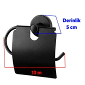 Siyah Kapaklı Metal WC Kağıtlık Duvar Tipi Paslanmaz Tuvalet Kağıt Aparatı Dayanıklı Banyo Aksesuarı thumbnail 5