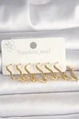 316L Çelik Gold Renk Yıldız Model Kadın Küpe Seti - TJ-BKP10352 - 1