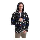 Vintage Desenli Kürklü Regular Fit Kapüşonlu Sweat Hırka - 5