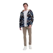 Vintage Desenli Kürklü Regular Fit Kapüşonlu Sweat Hırka - 3