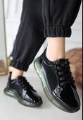 Piona Siyah Rugan Yeşil Tabanlı Spor Ayakkabı thumbnail 3