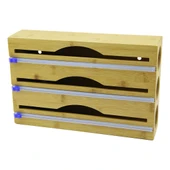 3IN1  AHŞAP BAMBU STREÇLİK FOLYOLUK  KESİCİ BIÇAK KANALLI   22X34CM (5250) - 1