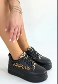 Lorrin Siyah Cilt Leopar Detaylı Bağcıklı Spor Ayakkabı thumbnail 7