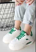 Chris Beyaz Cilt Yeşil Detaylı Bağcıklı Spor Ayakkabı thumbnail 10