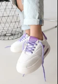 Chris Beyaz Cilt Lila Detaylı Bağcıklı Spor Ayakkabı thumbnail 6