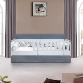 Flora Çocuk Odası Takımı, Flora Yavrulu Karyola, Vira 4 Kapaklı Dolap, Kitaplık - Gri - 6