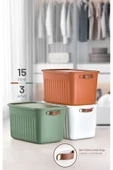 Mithra Life 3 lü 3 Renkli 15 lt Çok Amaçlı Kapaklı Organizer Saklama Kabı Kutu MIT1266 thumbnail 1